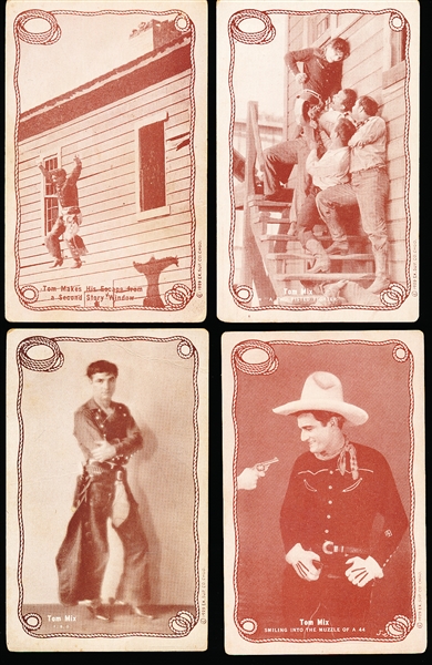 1929 Exhibit Supply Co. Tom Mix Rope Framed (W404-1) Postcard-Backed Exhibit Cards- 9 Asst/8 Diff.