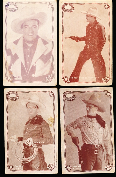 1929 Exhibit Supply Co. Tom Mix Rope Framed (W404-1) Postcard-Backed Exhibit Cards- 9 Diff.