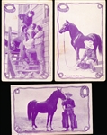 1929 Exhibit Supply Co. Tom Mix Rope Framed (W404-1) Postcard-Backed Purple Tint Exhibit Cards- 7 Diff.