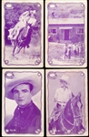 1929 Exhibit Supply Co. Tom Mix Rope Framed (W404-1) Postcard-Backed Purple Tint Exhibit Cards- 16 Diff.