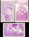1929 Exhibit Supply Co. Tom Mix Rope Framed (W404-1) Ad (Prize)-Backed Purple Tint Exhibit Cards- 6 Asst/5 Diff.