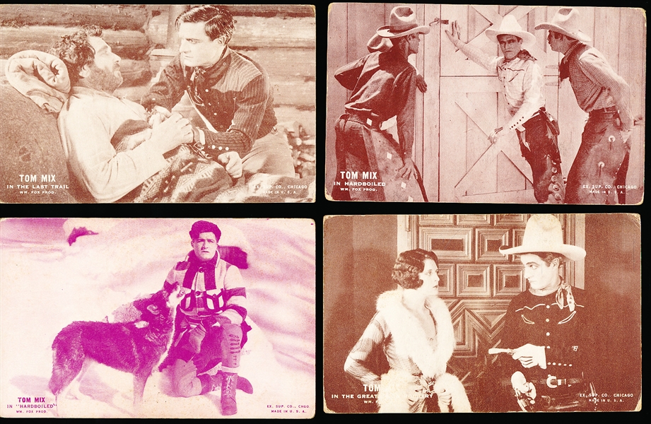 1920’s-30’s Exhibit Supply Co. Tom Mix Movie Accredited Blank-Backed Arcade/ Exhibit Cards- 8 Diff.