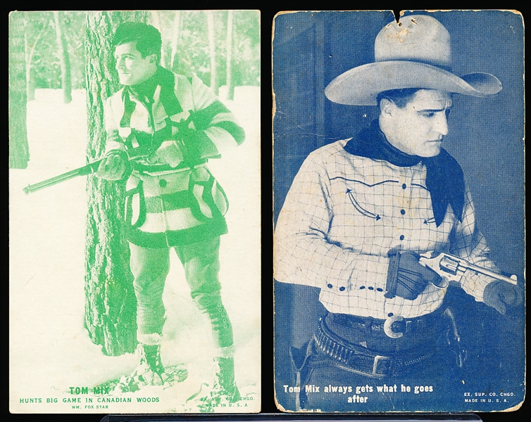 1930’s-‘40’s Exhibit Supply Co. (Chicago) Tom Mix Blank-Backed Color Tinted Exhibit Cards- 5 Diff.