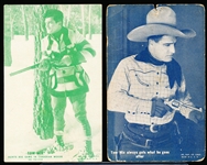1930’s-‘40’s Exhibit Supply Co. (Chicago) Tom Mix Blank-Backed Color Tinted Exhibit Cards- 5 Diff.