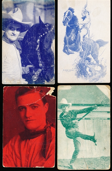 1930’s-‘40’s Exhibit Supply Co. (Chicago) Tom Mix Blank-Backed Color Tinted Exhibit Cards- 6 Diff.
