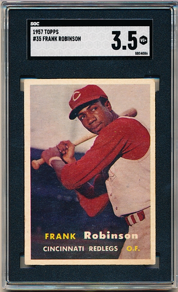 1957 Topps Baseball- #35 Frank Robinson, Reds- SGC 3.5 (Vg+)