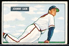 1951 Bowman Baseball- #314 Johnny Sain, Braves- Hi#