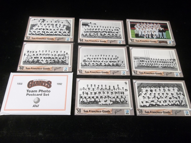 1992 San Francisco Giants Team Photo Postcard Complete Set of 34 in Original Envelope