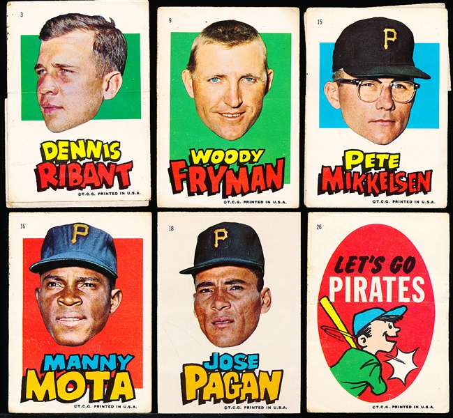 1967 Topps Pirates Stickers- 6 Diff