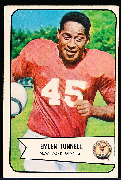 1954 Bowman Fb- #102 Emlen Tunnell, Giants- Two L’s on Front & Back