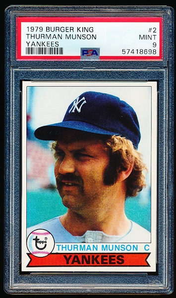 1979 Topps Burger King Baseball- #2 Thurman Munson, Yankees- PSA Mint 9