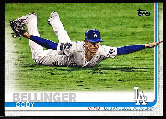 2019 Topps Bsbl. “SP Photo Variation” #507B Cody Bellinger, Dodgers (Sliding on Chest)