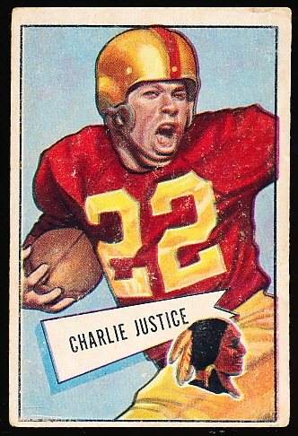 1952 Bowman Small Football- #18 Charlie Justice, Washington