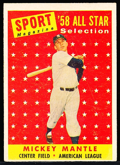 1958 Topps Bb- #487 Mickey Mantle All Star