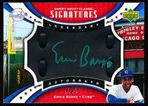 2007 Sweet Spot Bb- “Signatures Black Leather Green Ink”- #SPS-EB Ernie Banks, Cubs- 1 of 1