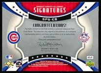 2007 Sweet Spot Bb- “Signatures Black Leather Green Ink”- #SPS-EB Ernie Banks, Cubs- 1 of 1