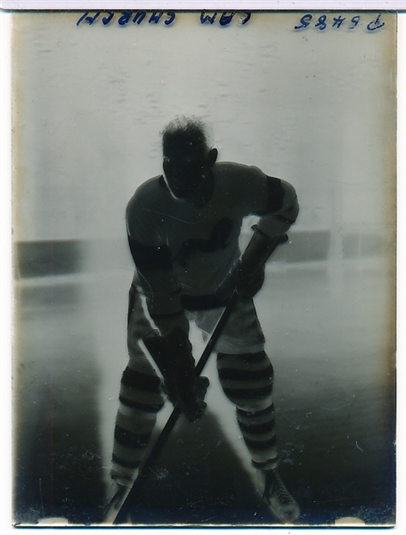 1953-54 Wembley Lions English Hockey Club 3-1/2” X 4-11/16” Glass Photo Slide- Cam Church