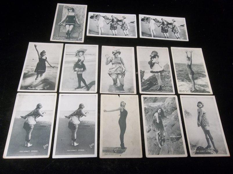 1920’s Exhibit Supply Co. “Mack Sennett Comedies” (W423) Blank-Back White Bordered Arcade Cards- 13 Asst/11 Diff.