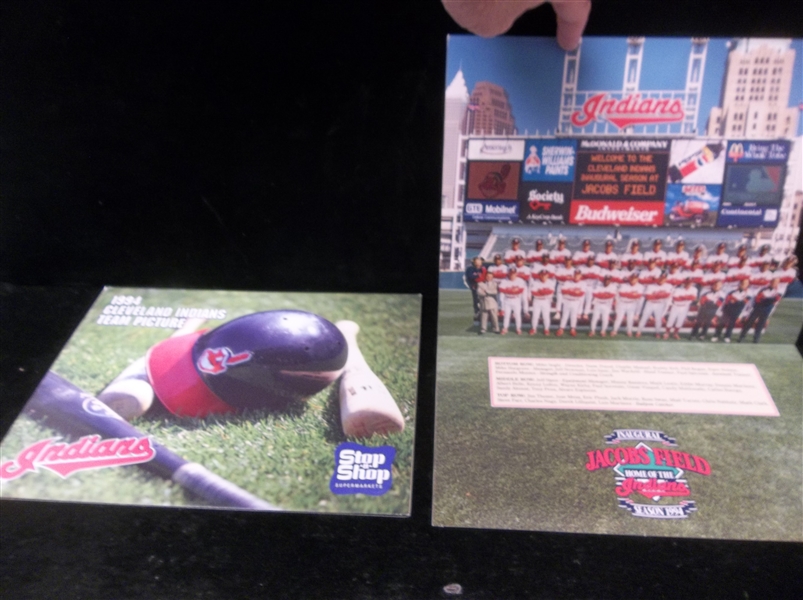 1994 Stop-n-Shop Cleveland Indians “Pop-Up” Team Picture Stadium Give-Away- 2 Team Pictures