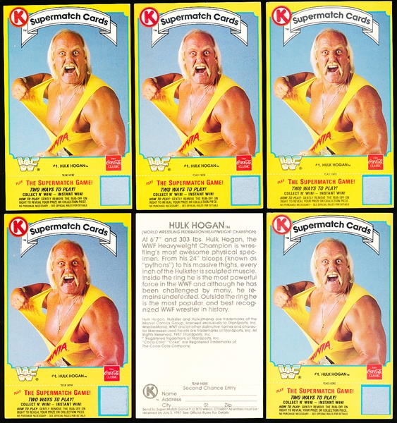 1987 Circle K Supermatch Wrestling Cards #1 Hulk Hogan- 6 Cards
