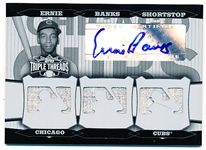 2006 Topps Triple Threads Bb- “Autograph White Whale Printing Plate Triple Relics”- #146 Ernie Banks, Cubs- 1/1