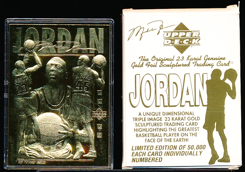 1995 Upper Deck 23Kt Gold Foil Michael Jordan Triple Image Sculpted Card- #9981/50,000