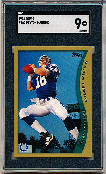 1998 Topps Football- #360 Peyton Manning RC, Colts- SGC 9 (Mt)