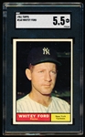 1961 Topps Baseball- #160 Whitey Ford, Yankees- SGC 5.5 (Ex+)