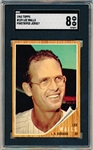 1962 Topps Baseball- #129 Lee Walls, Dodgers- SGC 8 (Nm-Mt 8)- Pinstripe Version (Green tint)