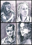 Walking Dead Original Art Hand-Drawn 1 of 1 Cards- 4 Diff.