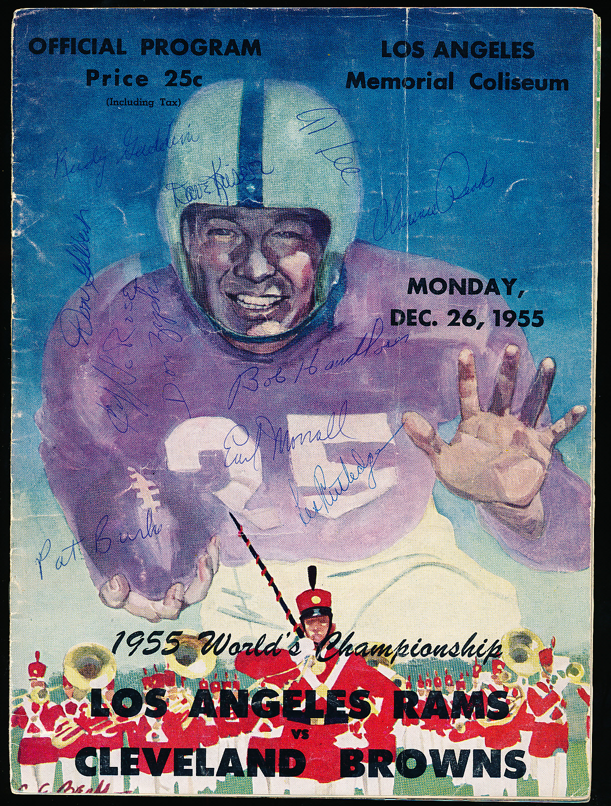 1955 CLEVELAND BROWNS at LOS ANGELES RAMS NFL football program