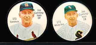 1962 Salada Bb Plastic Coins- #173 Joe Cunningham- Both Variations