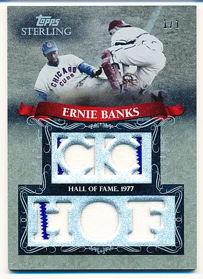 2009 Topps Sterling Bb- “Career Chronicles Relics Five Sterling Silver”- #5CCR-18 Ernie Banks, Cubs- 1/1