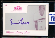 2012 Topps Tribute Bb- “Autographs Framed Printing Plates Magenta”- #TA-EB Ernie Banks, Cubs- 1/1