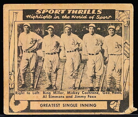 1948 Swell Sports Thrills- #1 Athletics 10 Run Rally (Miller/ Cochrane/ Haas/ Simmons, Foxx)