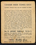 1948 Swell Sports Thrills- #10 Johnny VanderMeer- 2 No Hitters