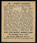 1948 Bowman Baseball- #40 Marty Marion RC, Cardinals