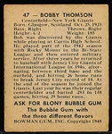 1948 Bowman Baseball- #47 Bobby Thomson RC, Giants