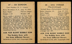 1948 Bowman Baseball- 2 Cards