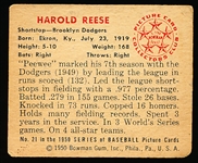 1950 Bowman Baseball- #21 Pee Wee Reese, Dodgers