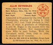 1950 Bowman Bb- #138 Allie Reynolds, Yankees