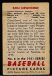 1951 Bowman Bb- #6 Don Newcombe, Brooklyn
