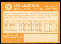 1964 Topps Baseball- #210 Carl Yastrzemski, Red Sox