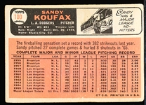 1966 Topps Baseball- #100 Sandy Koufax, Dodgers