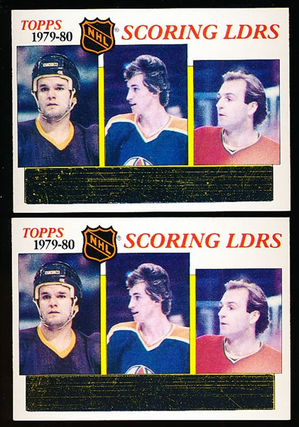1980-81 Topps Hockey- #163 Scoring Leaders- 2 Cards- Dionne/ Gretzky/ LaFleur-Both unscratched.
