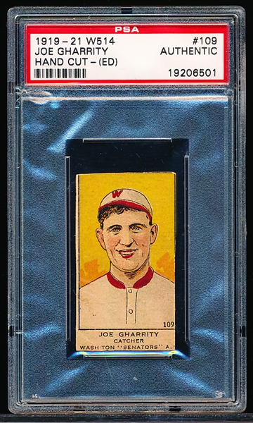 1919-21 W514 Strip Card- #109 Joe Gharrity, Washington- PSA Authentic