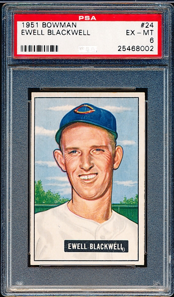 1951 Bowman Bb- #24 Ewell Blackwell, Reds- PSA Ex-Mt 6