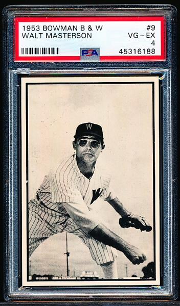 1953 Bowman Bb B&W- #9 Walt Masterson, Washington- PSA Vg-Ex 4