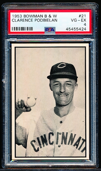 1953 Bowman Bb B&W- #21 Clarence Podbielan, Reds- PSA Vg-Ex 4