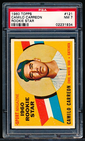 1960 Topps Baseball- #121 Camilo Carreon, White Sox- PSA NM 7